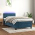 Cama box spring colchón y LED terciopelo azul oscuro 90x200