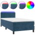 Cama box spring colchón y LED terciopelo azul oscuro 90x200