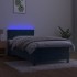 Cama box spring colchón y LED terciopelo azul oscuro 90x200