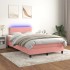 Cama box spring colchón y LED terciopelo rosa 120x200