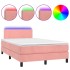 Cama box spring colchón y LED terciopelo rosa 120x200