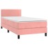 Cama box spring colchón y LED terciopelo rosa 90x190