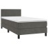 Cama box spring colchón y LED terciopelo gris oscuro 80x200