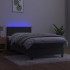 Cama box spring colchón y LED terciopelo gris oscuro 90x190