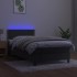 Cama box spring colchón y LED terciopelo gris oscuro 90x200