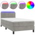 Cama box spring colchón y LED terciopelo gris claro 80x200