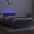 Cama box spring colchón y LED terciopelo gris claro 80x200