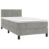 Cama box spring colchón y LED terciopelo gris claro 80x200