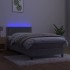 Cama box spring colchón y LED terciopelo gris claro 90x190