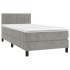 Cama box spring colchón y LED terciopelo gris claro 90x200