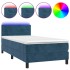 Cama box spring colchón y LED terciopelo azul oscuro 90x200