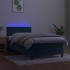 Cama box spring colchón y LED terciopelo azul oscuro 90x200