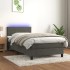 Cama box spring colchón y LED terciopelo gris oscuro 80x200