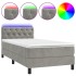 Cama box spring colchón y LED terciopelo gris claro 80x200