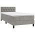 Cama box spring colchón y LED terciopelo gris claro 80x200