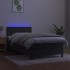 Cama box spring colchón y LED terciopelo gris oscuro 80x200