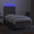 Cama box spring colchón y luces LED tela gris taupe 90x200