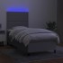 Cama box spring colchón y luces LED tela gris claro 90x190