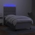 Cama box spring colchón y luces LED tela gris claro 80x200