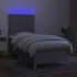 Cama box spring colchón y luces LED tela gris claro 90x190