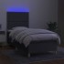 Cama box spring colchón y luces LED tela gris oscuro 90x200