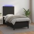 Cama box spring y colchón LED cuero sintético negro 90x200