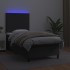 Cama box spring y colchón LED cuero sintético negro 90x200