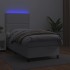 Cama box spring y colchón LED cuero sintético blanco 90x200