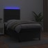 Cama box spring y colchón LED cuero sintético negro 90x190