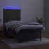 Cama box spring colchón y LED terciopelo gris oscuro 90x190