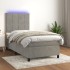 Cama box spring colchón y LED terciopelo gris claro 80x200