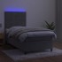 Cama box spring colchón y LED terciopelo gris claro 80x200