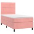 Cama box spring colchón y LED terciopelo rosa 100x200