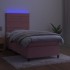 Cama box spring colchón y LED terciopelo rosa 100x200