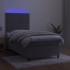 Cama box spring colchón y LED terciopelo gris claro 90x190