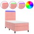 Cama box spring colchón y LED terciopelo rosa 90x200