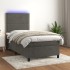 Cama box spring colchón y LED terciopelo gris oscuro 90x200