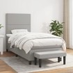 Cama box spring con colchón tela gris claro 90x190 cm