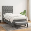 Cama box spring con colchón tela gris oscuro 80x200 cm