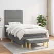 Cama box spring con colchón tela gris oscuro 90x200 cm