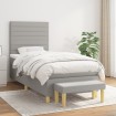 Cama box spring con colchón tela gris claro 90x200 cm