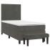 Cama box spring con colchón terciopelo gris oscuro 90x200