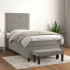 Cama box spring con colchón terciopelo gris claro 80x200