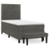 Cama box spring con colchón terciopelo gris oscuro 90x190