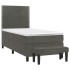 Cama box spring con colchón terciopelo gris oscuro 90x190