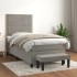 Cama box spring con colchón terciopelo gris claro 90x190