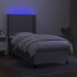 Cama box spring colchón y luces LED tela gris claro 80x200