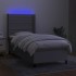 Cama box spring colchón y luces LED tela gris claro 90x190