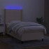 Cama box spring colchón y luces LED tela crema 90x200