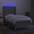 Cama box spring colchón y luces LED tela gris claro 90x190